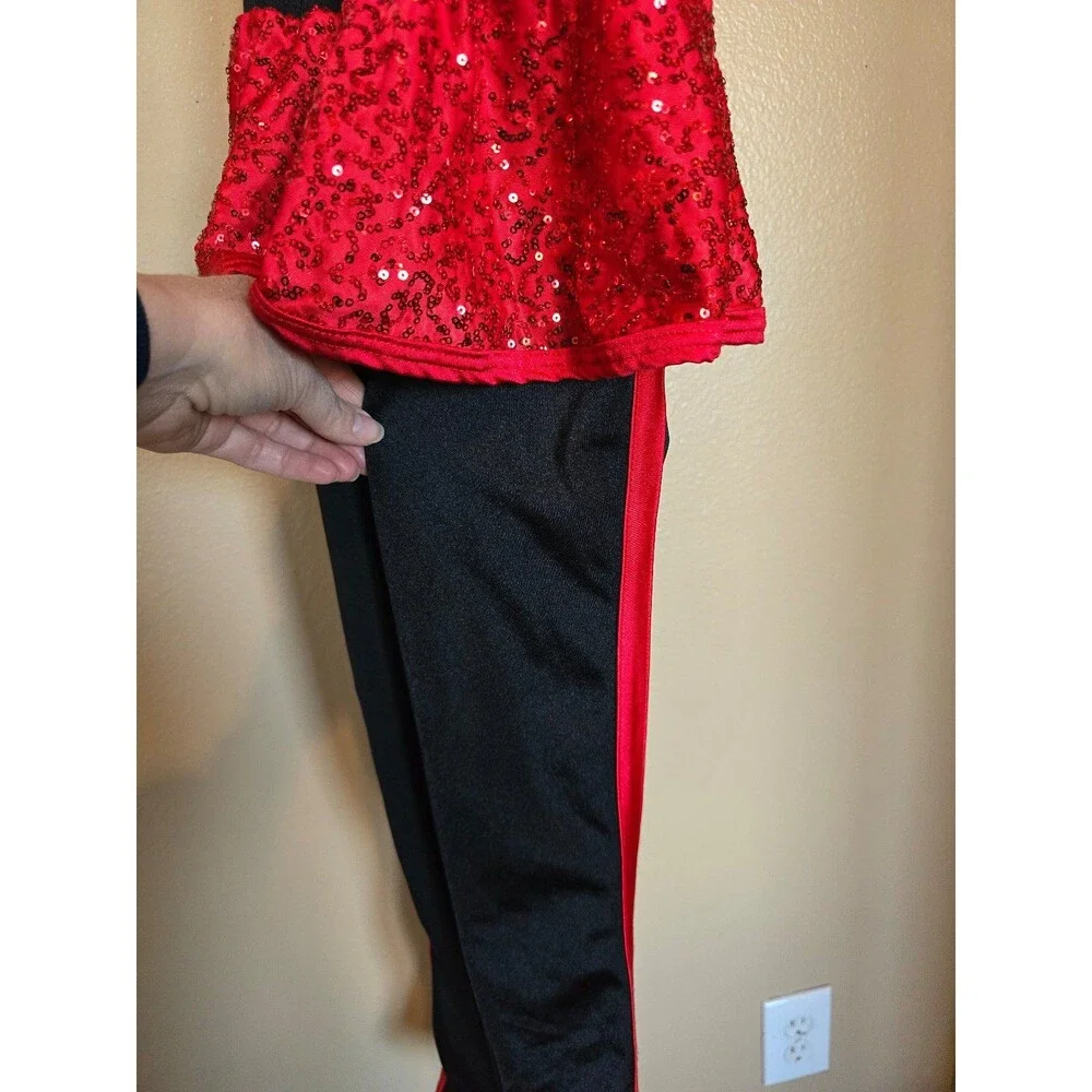 Weissman child‎ size medium one piece dance costume with red sequins